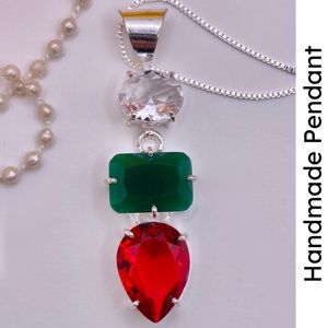 Festive Multi Gemstone Handmade Pendant